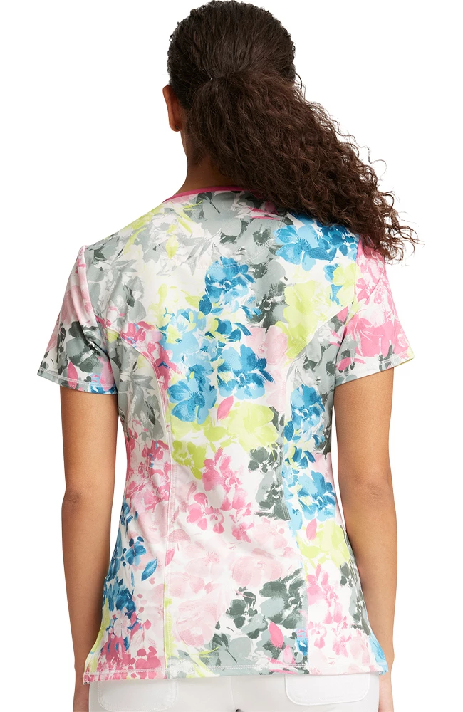 Cherokee Women's Brush Away Blooms Print Scrub Top 2 Cherokee Women's Brush Away Blooms Print Scrub Top - Image 2