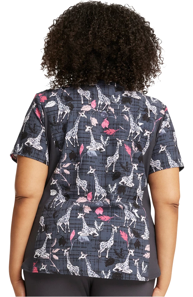 Cherokee Women's Giraffe-Ter My Love Print Scrub Top 2 Cherokee Women's Giraffe-Ter My Love Print Scrub Top - Image 2