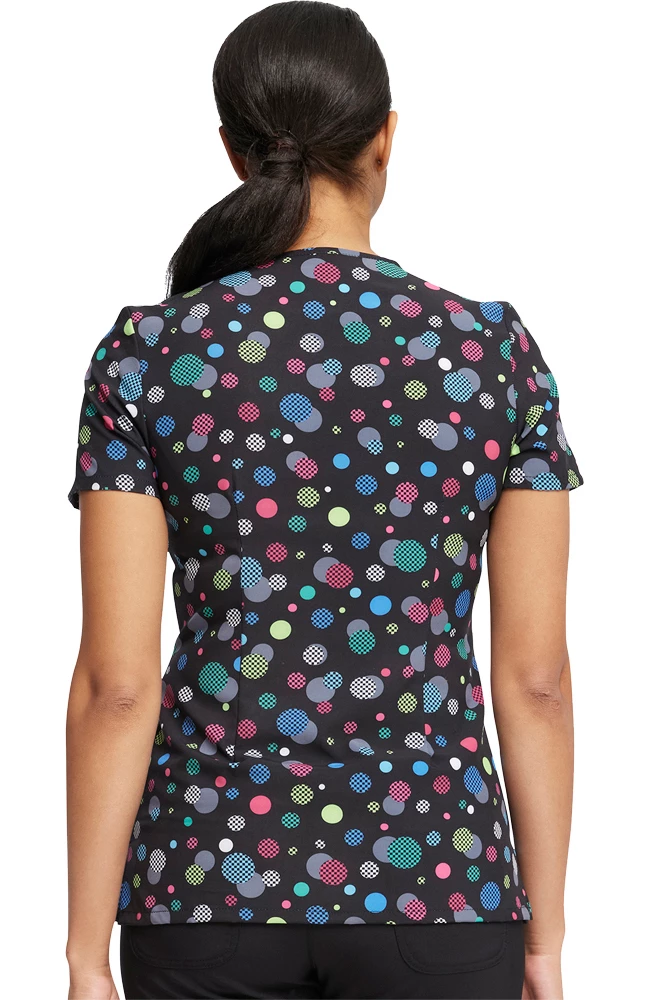 Cherokee Women's Checker Dots Print Scrub Top 2 Cherokee Women's Checker Dots Print Scrub Top - Image 2
