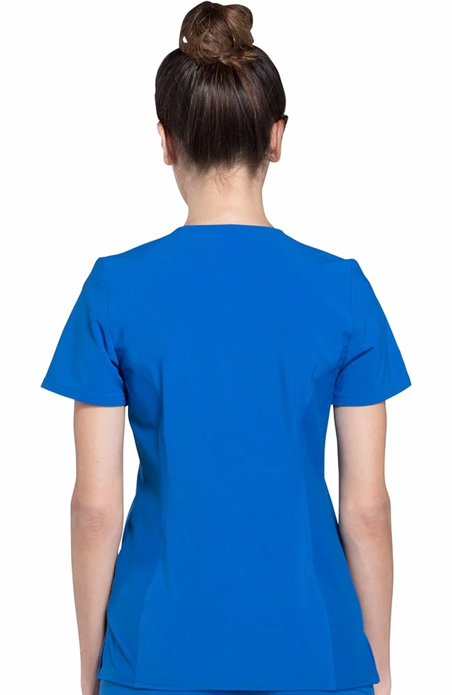 Cherokee Women's Mock Wrap Soft Side Panel Solid Scrub Top 2 Cherokee Women's Mock Wrap Soft Side Panel Solid Scrub Top - Image 2