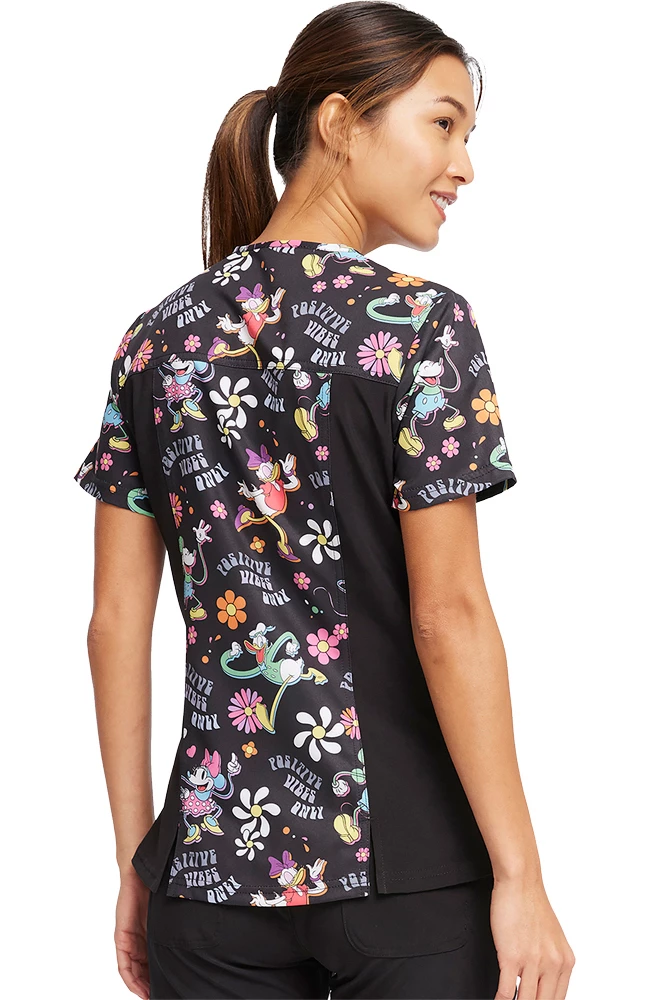 Cherokee Women's Positive Vibes Print Scrub Top 2 Cherokee Women's Positive Vibes Print Scrub Top - Image 2