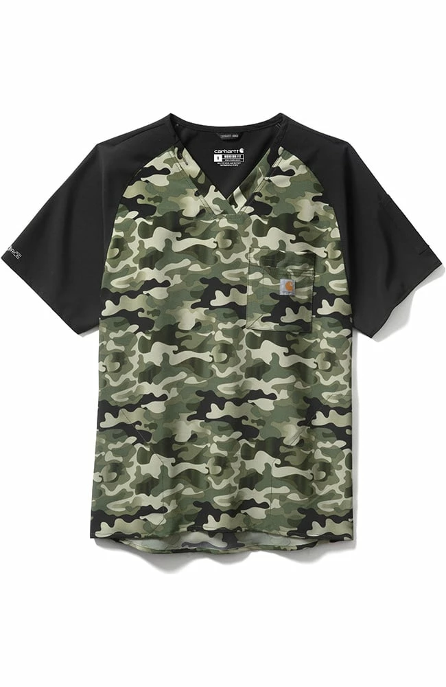 Carhartt Men's Ombre Camo Basil Print Scrub Top 2 Carhartt Men's Ombre Camo Basil Print Scrub Top - Image 2
