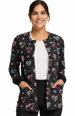Cherokee Women's Snap Front Care Flor-All Print Scrub Jacket -Default Template 3 3 ck ck321 print 650