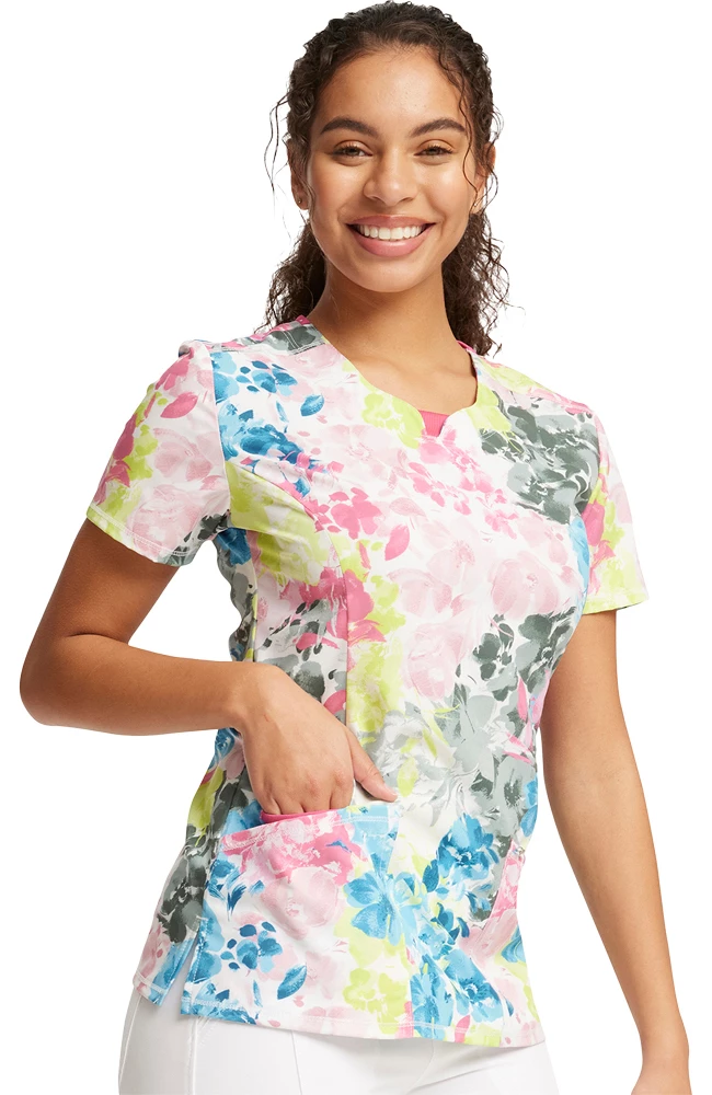 Cherokee Women's Brush Away Blooms Print Scrub Top 3 Cherokee Women's Brush Away Blooms Print Scrub Top - Image 3