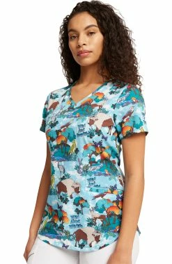 Cherokee Women's Wildlife Sanctuary Print Scrub Top -Default Template 3 3 ck ck637 print 650