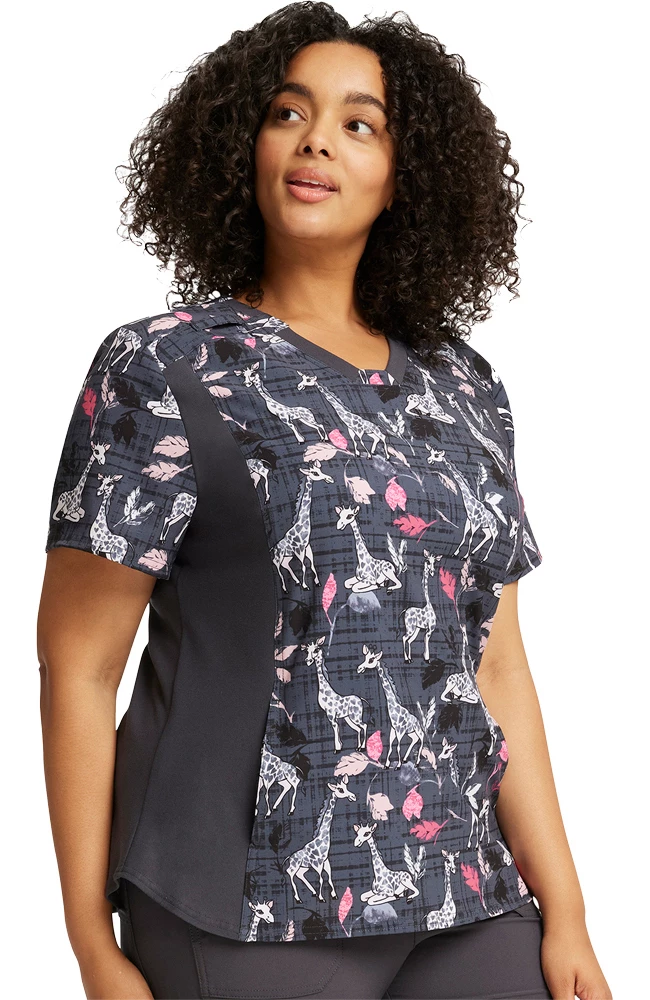 Cherokee Women's Giraffe-Ter My Love Print Scrub Top 3 Cherokee Women's Giraffe-Ter My Love Print Scrub Top - Image 3