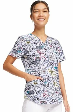 Cherokee Women's Feline Fierce Print Scrub Top -Default Template 3 3 ck ck662 print 650