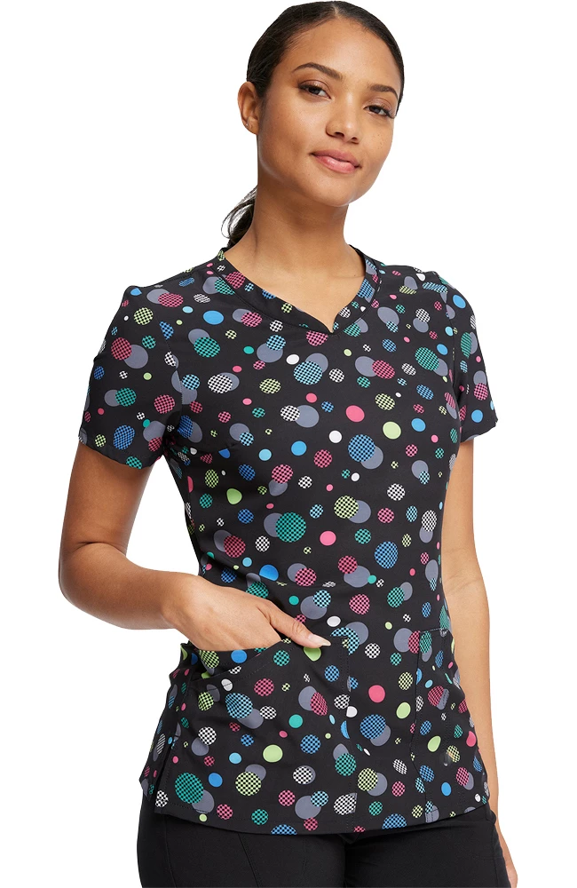 Cherokee Women's Checker Dots Print Scrub Top 3 Cherokee Women's Checker Dots Print Scrub Top - Image 3