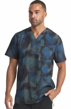 Cherokee Men's V-Neck Gradient Grid Print Scrub Top -Default Template 3 3 ck ck920 print 650