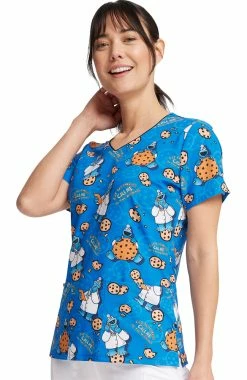 Cherokee Women's Two Cookies Print Scrub Top -Default Template 3 3 ck tf614 print 650 2