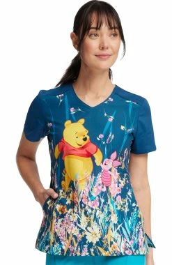 Cherokee Women's Flower Walk Print Scrub Top -Default Template 3 3 ck tf639 print 650