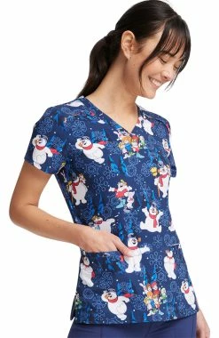 Cherokee Women's Stay Frosty Print Scrub Top -Default Template 3 3 ck tf666 print 650
