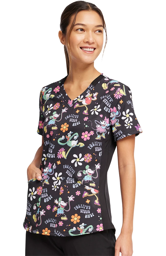 Cherokee Women's Positive Vibes Print Scrub Top 3 Cherokee Women's Positive Vibes Print Scrub Top - Image 3