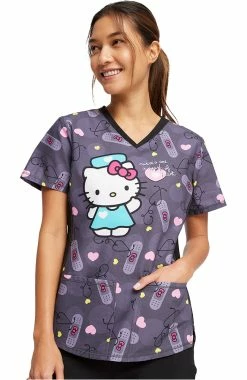 Cherokee Women's Working Heart Print Scrub Top -Default Template 3 3 ck tf783 print 650