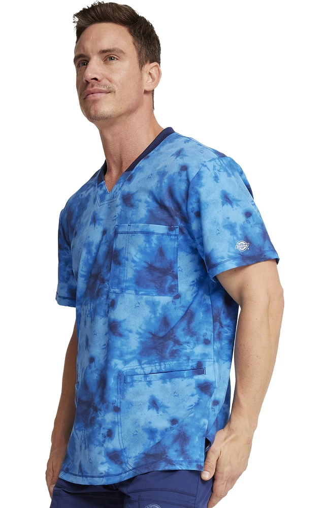 Dickies Men's Tonal Tie Dye Navy Print Scrub Top 3 Dickies Men's Tonal Tie Dye Navy Print Scrub Top - Image 3