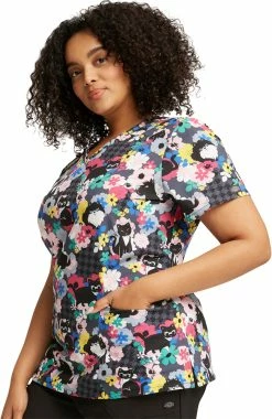 Dickies Women's V-Neck Furever Floral Print Scrub Top -Default Template 3 3 di dk616 print 650 1