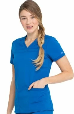 Dickies Women's V-Neck Rib Knit Panel Solid Scrub Top -Default Template 3 3 di dk870 650