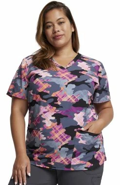 Dickies Women's Camo Plaid Print Scrub Top -Default Template 3 3 di dk876 print 650