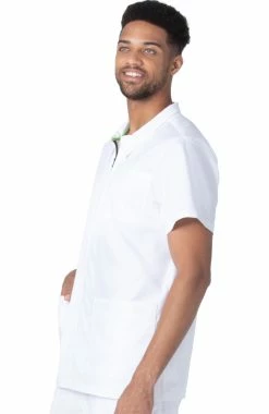 Landau Men's Collared Zip Front Solid Scrub Top -Default Template 3 3 ln 4263prv 650