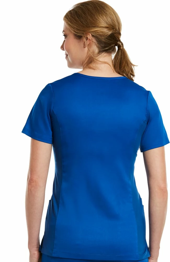 Maevn Uniforms Women's Mock Wrap Knit Panel Solid Scrub Top 3 Maevn Uniforms Women's Mock Wrap Knit Panel Solid Scrub Top - Image 3