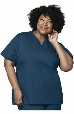 WonderWORK Women's Mock Wrap Solid Scrub Top -Default Template 3 3 wk 102 650