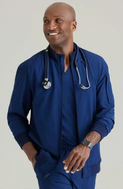 Barco One Men's Warm-Up Bomber Solid Scrub Jacket -Default Template 3 4 bc bow883 650