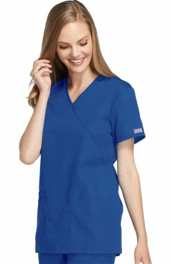 Cherokee Workwear Women's Mock Wrap Tunic Solid Scrub Top -Default Template 3 4 ck 4801 650