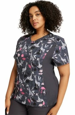 Cherokee Women's Giraffe-Ter My Love Print Scrub Top 8 Cherokee Women's Giraffe-Ter My Love Print Scrub Top -Default Template 3 4 ck ck641 print 650
