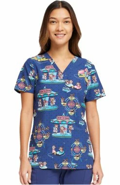Cherokee Women's Carnival Critters Print Scrub Top -Default Template 3 4 ck ck671 print 650