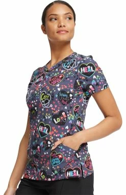 Cherokee Women's Work Of Heart Print Scrub Top -Default Template 3 4 ck ck678 print 650 1