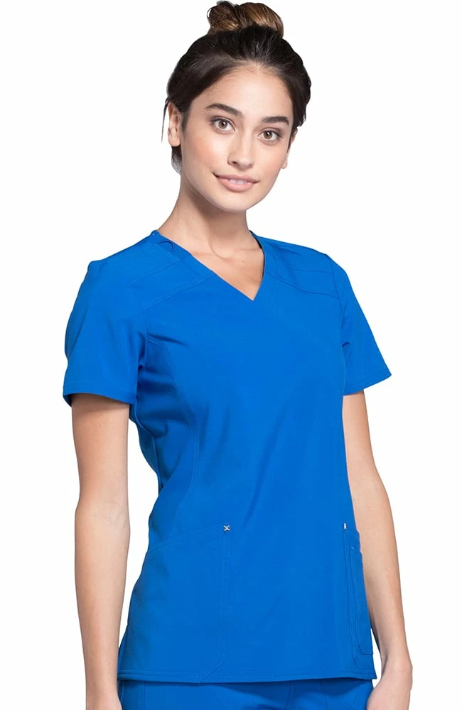 Cherokee Women's Mock Wrap Soft Side Panel Solid Scrub Top 4 Cherokee Women's Mock Wrap Soft Side Panel Solid Scrub Top - Image 4