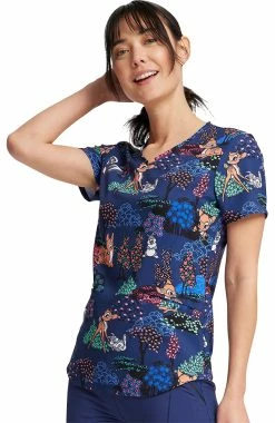 Cherokee Women's Meadow Frolic Print Scrub Top -Default Template 3 4 ck tf737 print 650