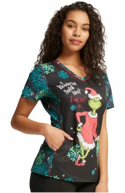 Cherokee Women's I'm In Print Scrub Top -Default Template 3 4 ck tf743 print 650