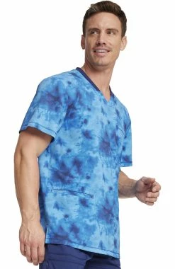 Dickies Men's Tonal Tie Dye Navy Print Scrub Top 8 Dickies Men's Tonal Tie Dye Navy Print Scrub Top -Default Template 3 4 di dk607 print 650