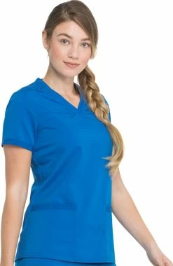 Dickies Women's V-Neck Rib Knit Panel Solid Scrub Top -Default Template 3 4 di dk870 650