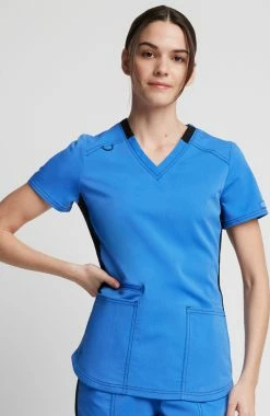 Dickies Women's Knitted Panel Solid Scrub Top -Default Template 3 4 di dk875 650