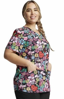 Dickies Women's V-Neck Love Hope Heal Print Scrub Top 7 Dickies Women's V-Neck Love Hope Heal Print Scrub Top -Default Template 3 4 di dk876 print 650 1