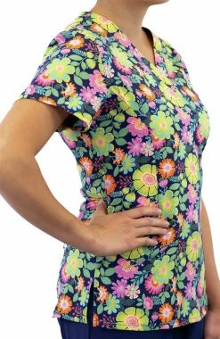 Maevn Uniforms Women's Antique Floral Print Scrub Top -Default Template 3 4 mv 1767 print 650