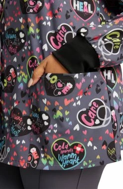 Cherokee Women's Snap Front Work Of Heart Print Jacket -Default Template 3 5 ck ck321 print 650 1