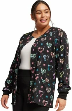 Cherokee Women's Snap Front Care Flor-All Print Scrub Jacket -Default Template 3 5 ck ck321 print 650