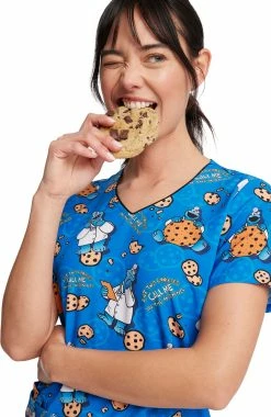 Cherokee Women's Two Cookies Print Scrub Top -Default Template 3 5 ck tf614 print 650 2