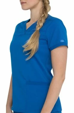 Dickies Women's V-Neck Rib Knit Panel Solid Scrub Top -Default Template 3 5 di dk870 650