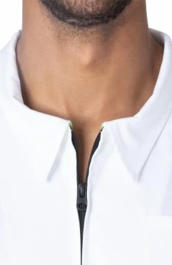 Landau Men's Collared Zip Front Solid Scrub Top -Default Template 3 5 ln 4263prv 650