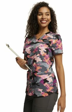 Dickies Women's Camo Plaid Print Scrub Top -Default Template 3 6 di dk876 print 650